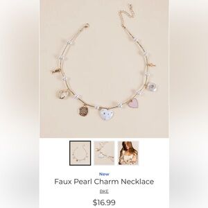 BKE Faux Pearl Charm Necklace